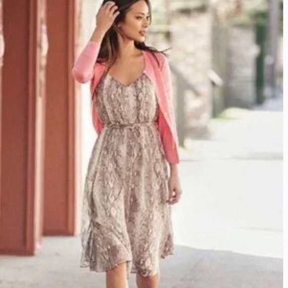 NWT Banana Republic snakeskin print chiffon spaghetti strap dress - Picture 1 of 13